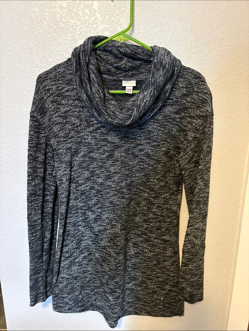 Merona Black & Gray Marled Cowl Neck Sweater